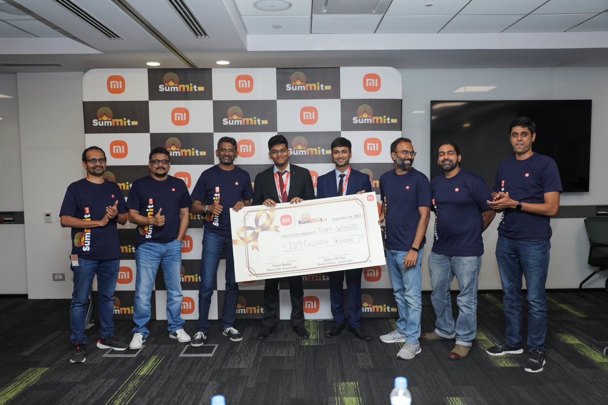 hawkeye's tweet photo. π’π’π’
Aaaannnd @XiaomiIndia #MiSummit 4.0 comes to a close
5500+ teams ... down to the final 12 and the winners are ...
Congratulations to:
1β£π Team 'Wingers' - @IIM_Calcutta
2β£π₯ Team 'Please Find Attached' - @XLRIJamshedpur
Cash, Goodies & Pre-placement interviews won https://t.co/0bwoRZf8IF