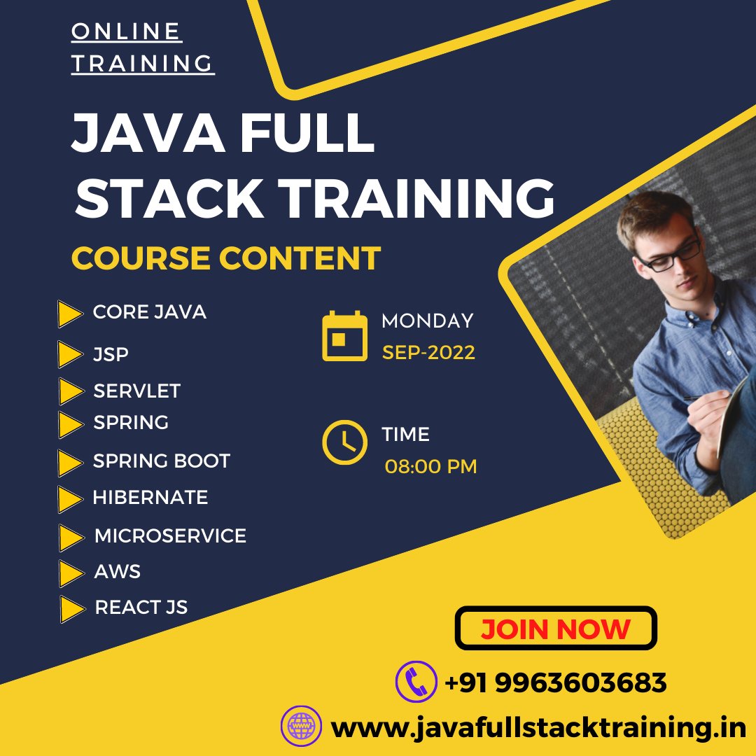 java_training_'s tweet image. #corejava,#spring, #springboot, #hibernate, #microservice, #aws, #reactjs, #javafullstacktraining, #training, #onlinetraining, #javatraining, #fullstacktraining