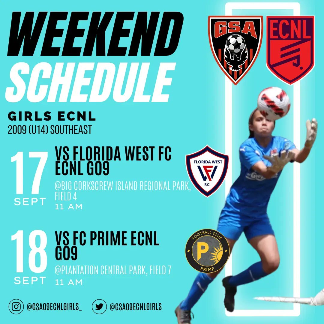 We're headed to Florida! Catch us in action this weekend at Big Corkscrew Island Regional Park on Saturday and at Plantation Central Park on Sunday! #wearegsa #ecnlgirls <a href="/GSAsoccer/">Gwinnett Soccer Acad</a>