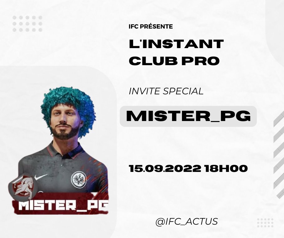 tris_lec's tweet photo. 🔥Aujourd'hui dans l'instant club pro, nous recevons @Mister__PG pour parler de son club @13Utopik_eFoot !
🕦RDV à 18H00 ! https://t.co/x082uBB6qh