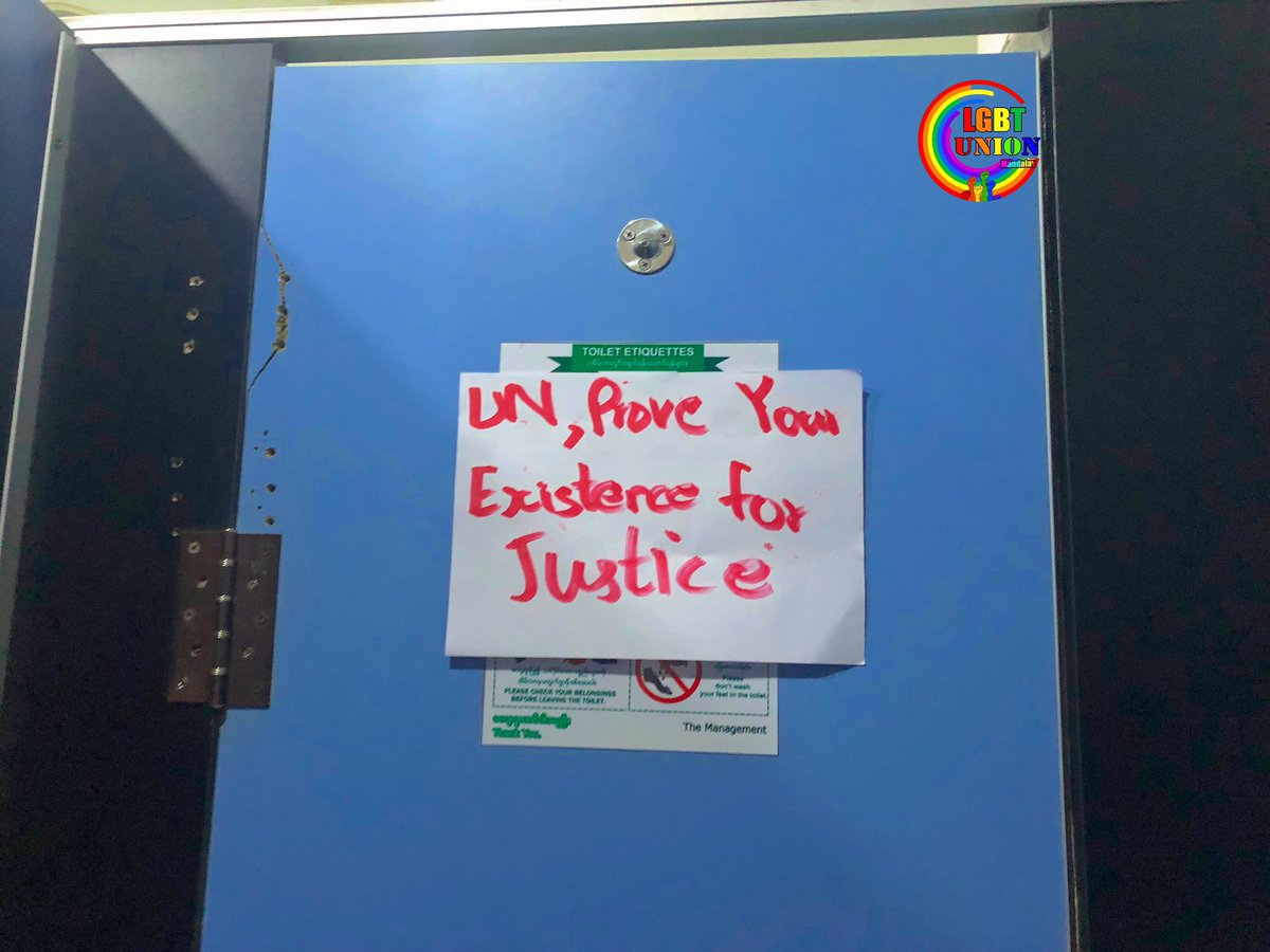 LGBTUnion_MDY's tweet photo. ❝Accept NUG and Our Ambassador, Reject Dictator❞“UN Prove Your Existence For Justice”“လွတ်လပ်စွာ ဆန္ဒပြခွင့်ရရှိရေး(ဒို့အရေး) ”အစရှိသည့်စာသားများဖြင့် LGBT Union Mandalay (မန္တလေးLGBTIQသပိတ်စစ်ကြောင်း)မှမန္တလေးမြို့ရှိစျေးဝယ်စင်တာသန့်စင်ခန်းများတွင်ကပ်ကာစစ်အာဏာရှင်ကိုဆန့်ကျင် https://t.co/IYvdAsz9nu