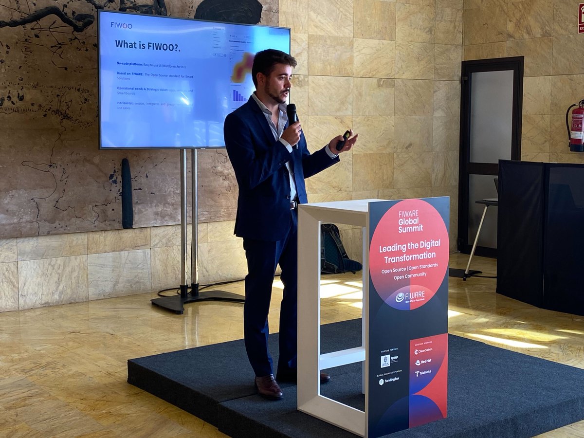 Lights, camera, action! 

Our COO <a href="/CarlosCorri11/">Carlos Corrales</a> is presenting the success case developed for the <a href="/aytoalcazar/">Ayto Alcazar</a> with <a href="/FIWOO_Platform/">FIWOO</a>

📸Here you have a couple of images!

<a href="/FIWARE/">FIWARE</a>  #SmartCity #IoT #OpenSource