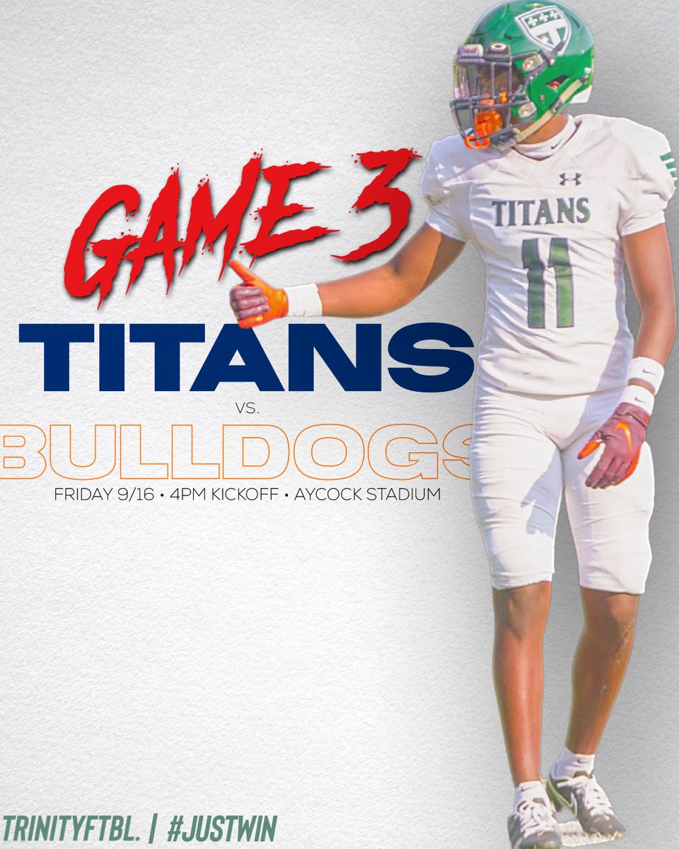 GAME #3‼️ 📅 Friday, September 16th 🆚 Norfolk Academy 📍 Aycock Stadium ⌚️ 4PM #JustWIN