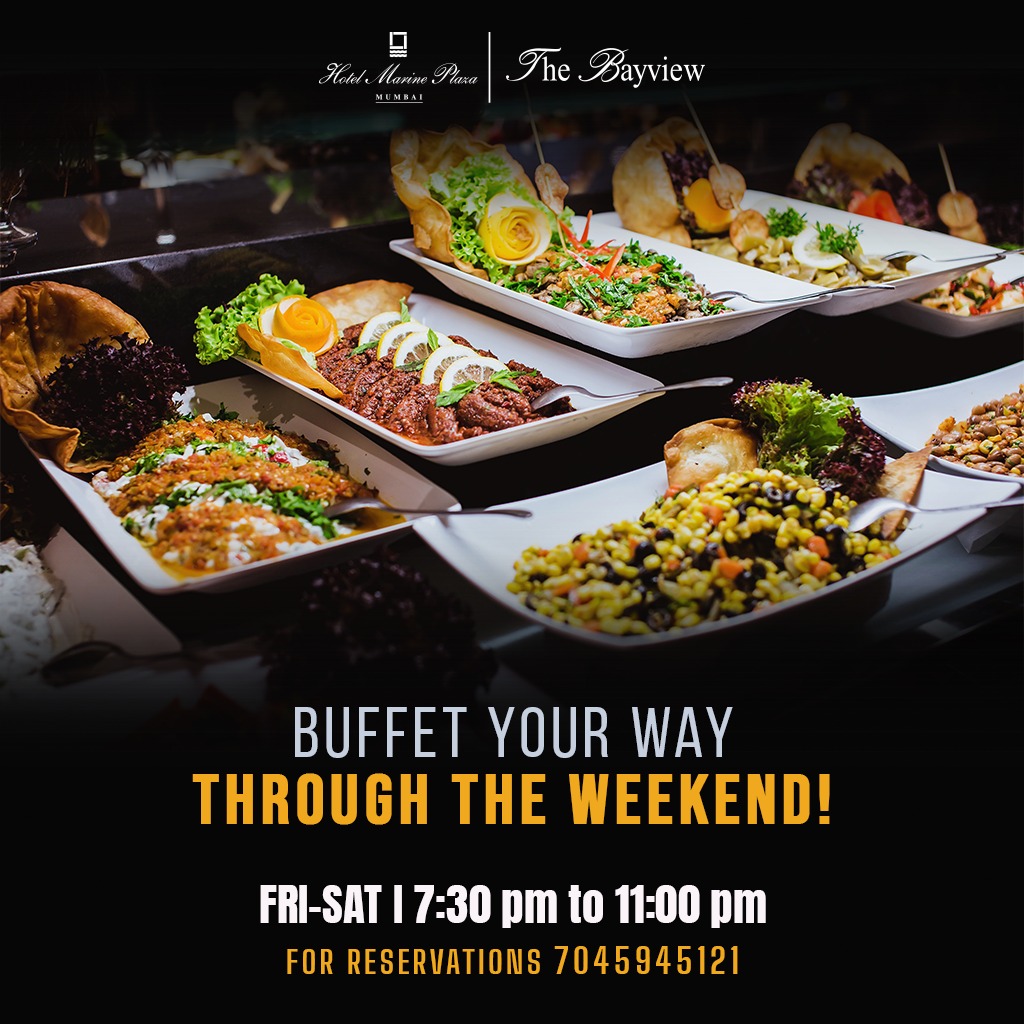Bring in the weekend with our chef’s special food, drinks and desserts only at The Bayview’s Dinner Buffet on Friday and Saturday. 
For reservations, contact us at - 7045945121
#HotelMarinePlaza #ALuxuriousExperience
.
#Weekendbuffet #dinnerbuffet #Mumbaibuffet