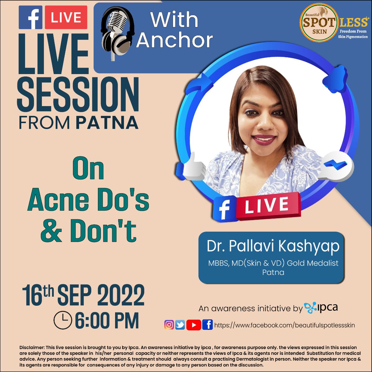 CampaignSkin's tweet photo. Dr.Pallavi Kashyap an esteemed Dermatologist will be Live with us to share her clinical advice on Acne Do's &amp; Don't on 16th Sept at 6 pm sharp
#acneawareness #skincareroutine #topdermalogisitsofinida #bestdermatologist #melasmacare #sunscreen  #acnetreatment #skincareroutine https://t.co/W7Fwo7vg00