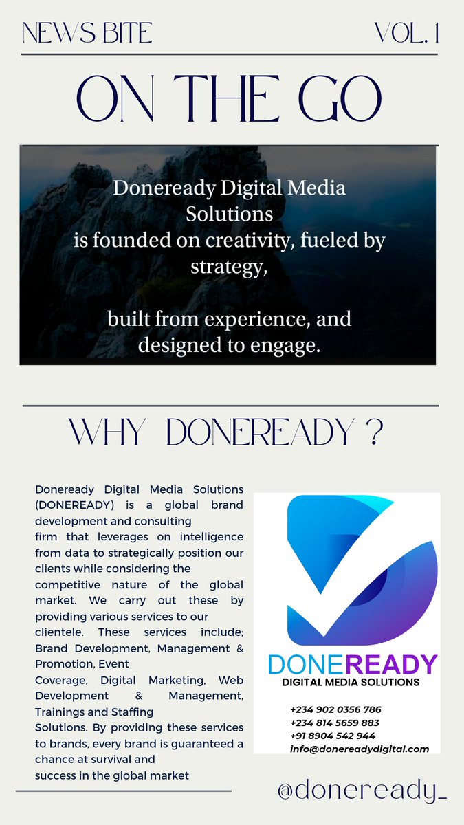 donereadyhub's tweet photo. Get ready to level up with Doneready. We are coming strong. Anticipate the launch! 
#thursday #branding #communication #donereadydigital https://t.co/wplClKlnn9