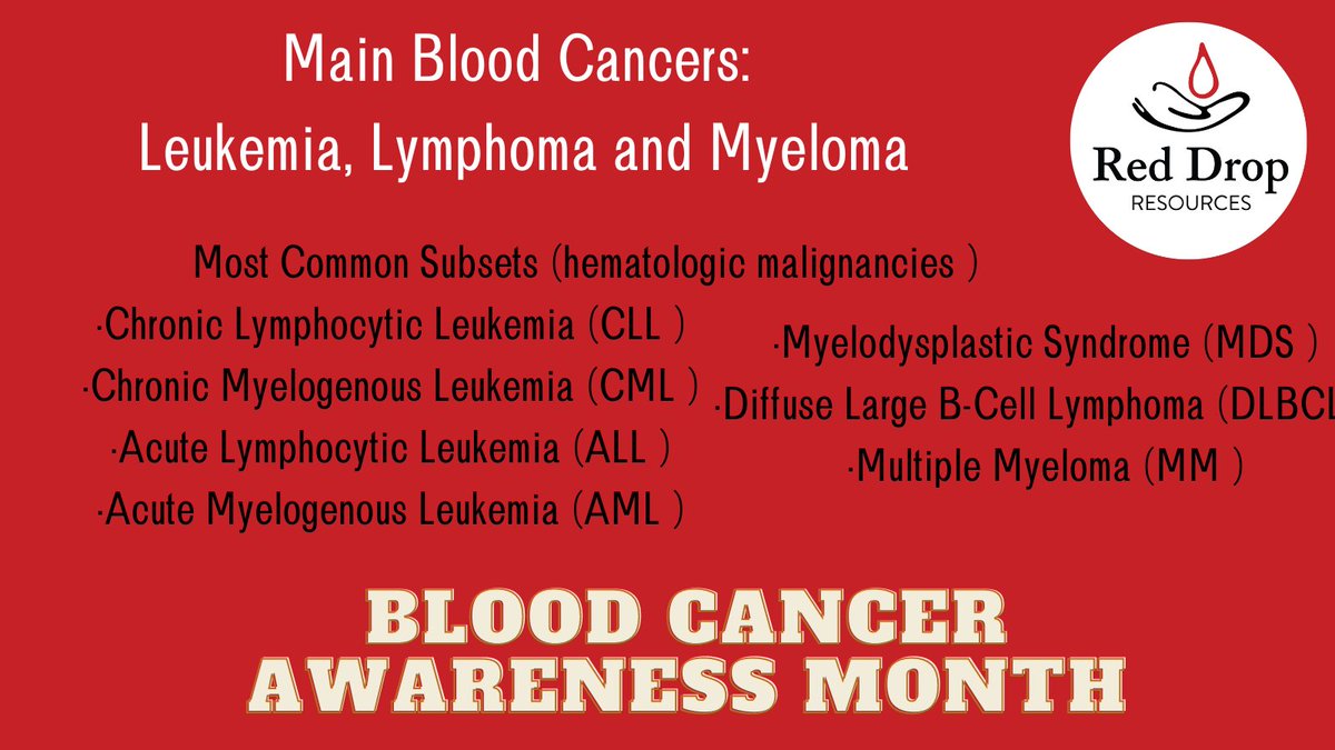 RedDropMN's tweet image. The more you know the better! More interesting facts regarding blood cancer. Many know the three main types, but do you know their most common subsets? #BeAResource #cancersucks #leukemia #lymphoma #myeloma