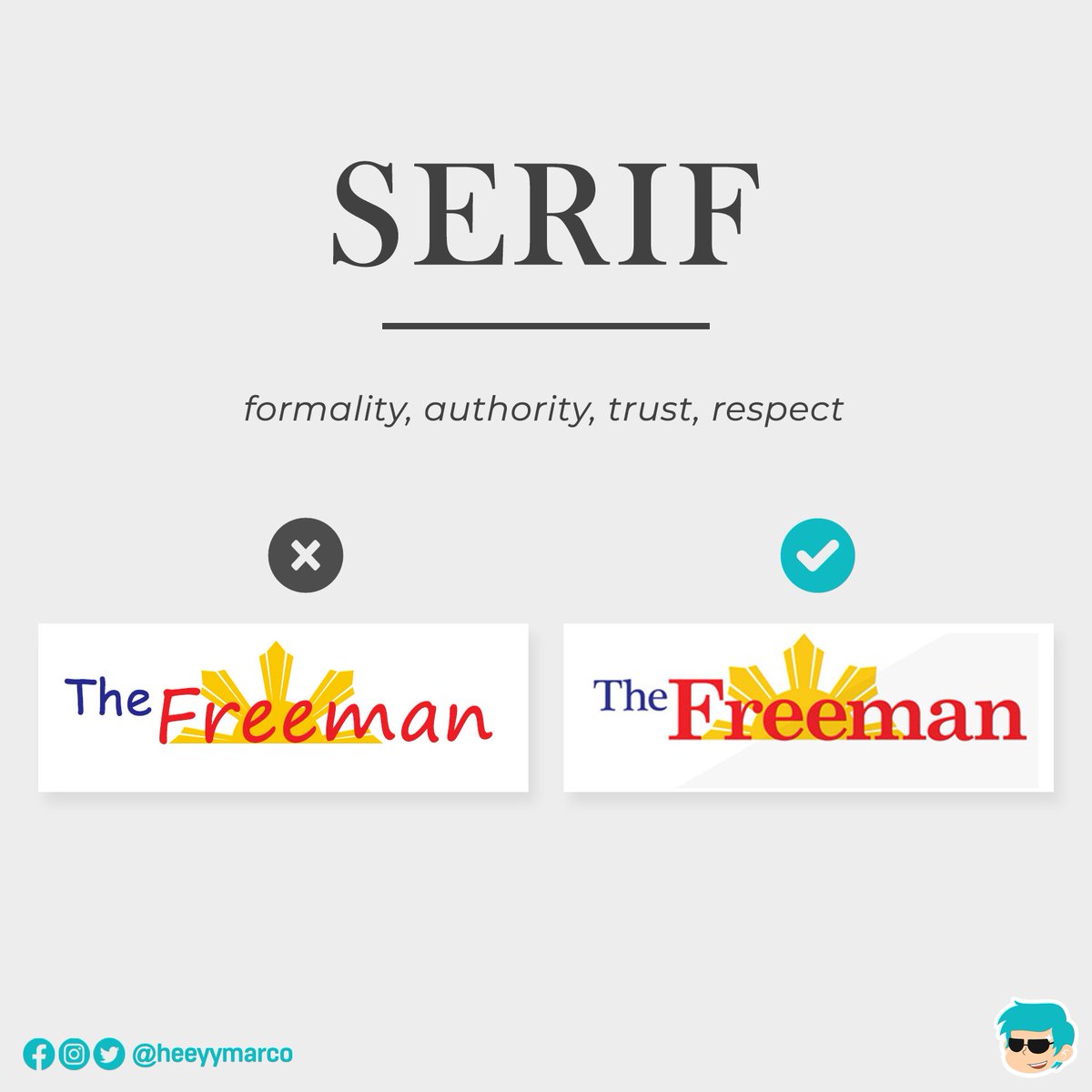 heeyymarco's tweet photo. (1/2) Hey there!
Having a hard time deciding what font to use on your project or brand logo?
IFY! Choosing the right font is so much more than just settling on the most beautiful one. (1/2)
#HeyMarco
#HeyMarContent
#Typography https://t.co/KjQ2cm3rxx