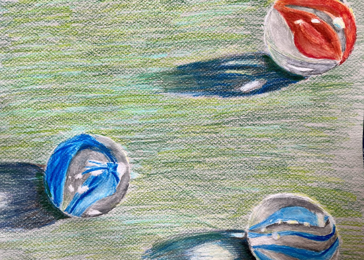 UnfinishedEd's tweet photo. My 7th &amp; 8th grade Art students have already lost their marbles!

@GilmanSchool @gilman_studio_art 
#gilmanschool #gilmanart #art #artteacher #studentart #studentartwork #middleschoolart #mdarted https://t.co/sT272VpYRV