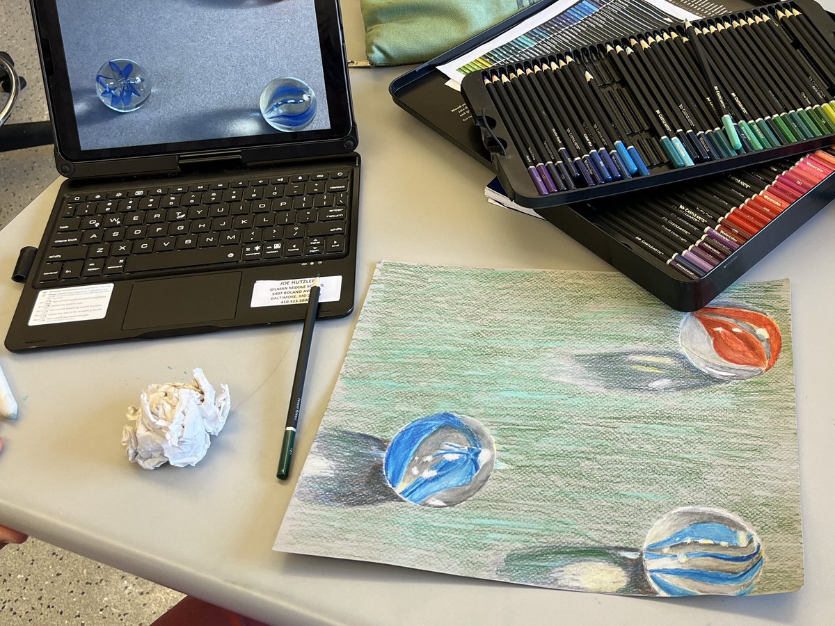 UnfinishedEd's tweet photo. My 7th &amp; 8th grade Art students have already lost their marbles!

@GilmanSchool @gilman_studio_art 
#gilmanschool #gilmanart #art #artteacher #studentart #studentartwork #middleschoolart #mdarted https://t.co/sT272VpYRV
