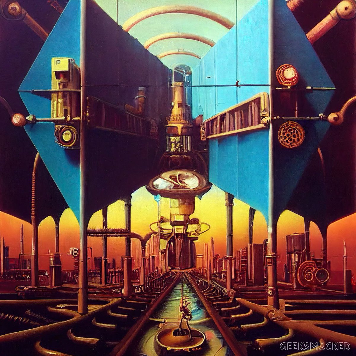 geeksmacked's tweet photo. New surreal art piece titled “Path to the Merge”
Read the description here: https://t.co/wUjR27G1jS
Program used: Midjourney AI
#nftart #midjourney #digitalart #ETHMerge #aiart #scifiart #surrealist #igartwork #igart #surrealart #surrealism #surreal #trending #EthereumMerge https://t.co/bOMNbhGVMl