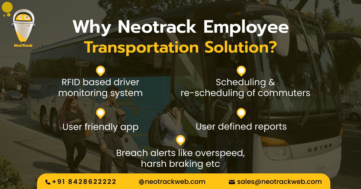 neotrackweb's tweet photo. RFID bases intelligent tracking system should be employed by all the companies so as to avoid unwanted delays and for easy commute.
https://t.co/IUREmtNusi
#neotrack #rfid #rfidbasedtrackingsystem #employeetransportation #ecofriendly #easycommute #officemadeeasy https://t.co/e0V33oA0Jl
