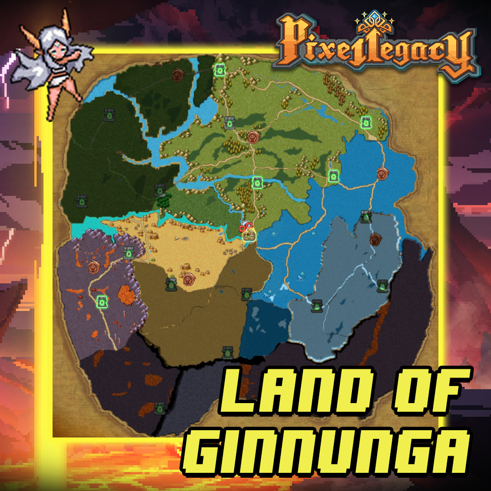 PixelLegacyEN's tweet photo. Soulmates! It's Nana here, and I was wondering whether you already had the chance to explore the challenging Land of Ginnunga? 🗺️ Did you defeat all 12 bosses? ⚔️ Leave a comment about your experiences! #PixelLegacy #openworld https://t.co/wNQBOEeWtq