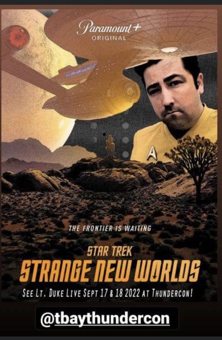 PHO67's tweet photo. Make sure you get your photos this weekend with Star Trek: Strange New World's Lt. Duke Sat 1:30 and Sun at 12:00 in Knockturn Alley, ThunderCon 2022! And see some Klingons & @And_A_Romulan ! @OntarioKlingon @tlharnoQ @HeWhoAvoidsTwi1 @theTeddySmooth @TBayThunderCon https://t.co/o20JwNoxxP