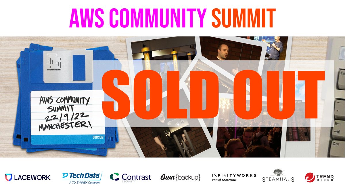 AWScomsum's tweet photo. Looking forward to seeing you all next week!
Sorry to those still enquiring about tickets.
We'll look at increasing capacity for the next one.
πππ»πΊπΉ
#awscomsum
@Lacework @TechDataUK @contrast @contrastsec @OwnBackup @InfinityWorks @SteamhausMCR @TrendMicroEuro https://t.co/fJATtasZMw