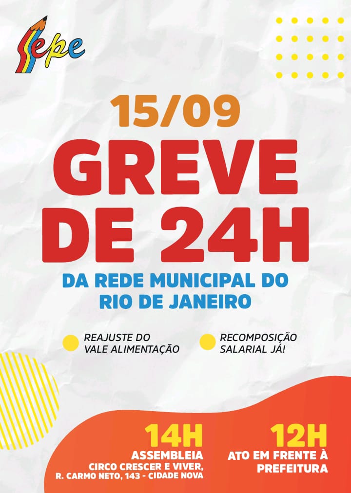 depchicoalencar's tweet photo. GREVE de 24 horas dos servidores  municipais da Educação. É por recomposição salarial e reajuste do vale-alimentação. Estamos juntos nessa luta! https://t.co/jNKDOP3m1h