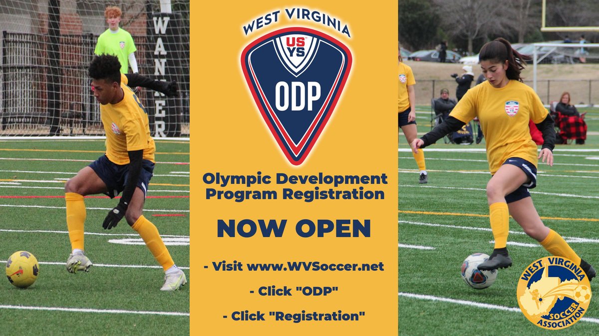 wvsoccer's tweet photo. Registration is NOW OPEN for the 2022-2023 season with the WVSA Olympic Development Program. Register before October 15th to be eligible to win WVSA ODP swag. CLICK HERE: https://t.co/hy7PT9IOzW #ODP #WVSAODP #WVSAProud @usysodp https://t.co/Hq1lls3m8M