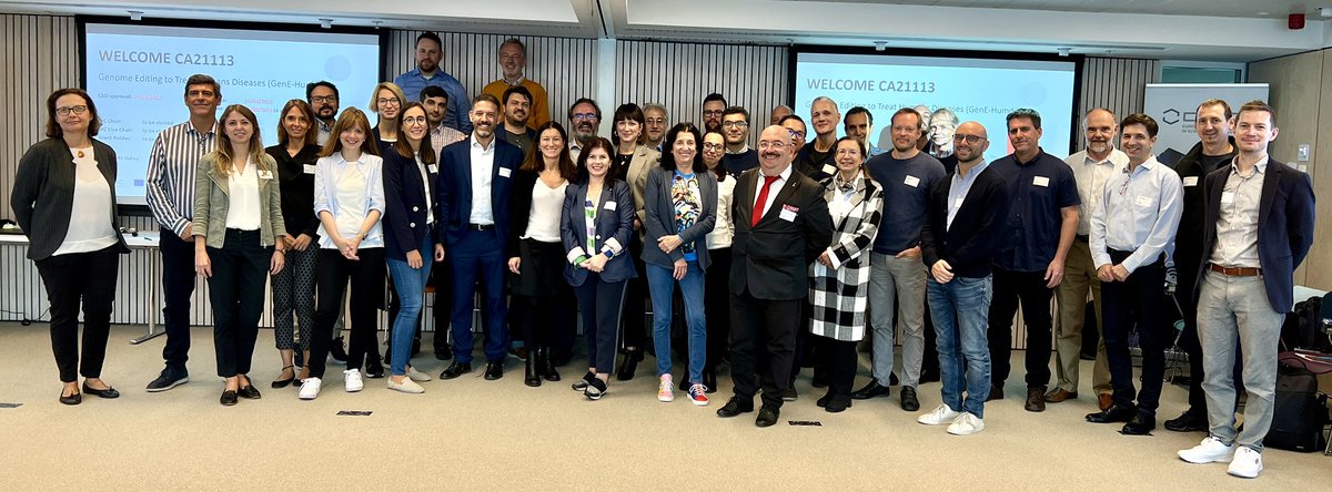 Group picture in Brussels of the launching of this <a href="/COSTprogramme/">COST</a> action CA21113 #GenEHumdi on Genome Editing to Treat Humans Diseases, led by Karim Benabdel Lah El Khlanji <a href="/genyo_pts/">GENYO</a> with the administrative support of María Bazuelo from <a href="/FProgresoysalud/">Fundación Progreso y Salud</a> 
cost.eu/actions/CA2111…