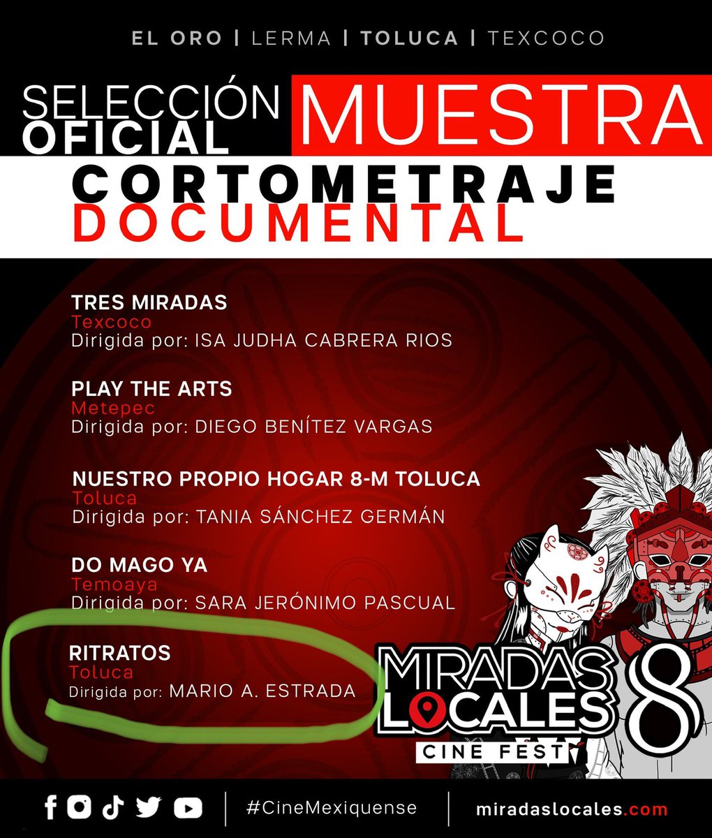 TheMarioStrada's tweet photo. Gente de Toluca y EdoMex en general, este octubre dense una vuelta y chequen mi corto Ritratos, parte de la selección oficial del festival @MiradasLocales 2022! https://t.co/0SoQ61jEPu