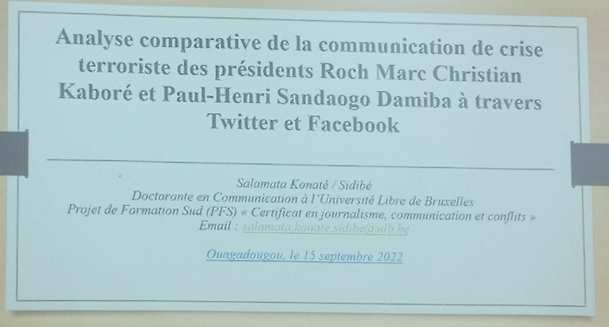 NadineCompaore's tweet photo. allons décortiquer les contenus des comptes Twitter et Facebook de @rochkaborepf  @hankuailede11 et @presidencebf 
Colloque international : médiatisation, mobilités et les mesures de #gatekeeping dans un contexte d'#insécurité au #Sahel https://t.co/O1PdsE6V4r
