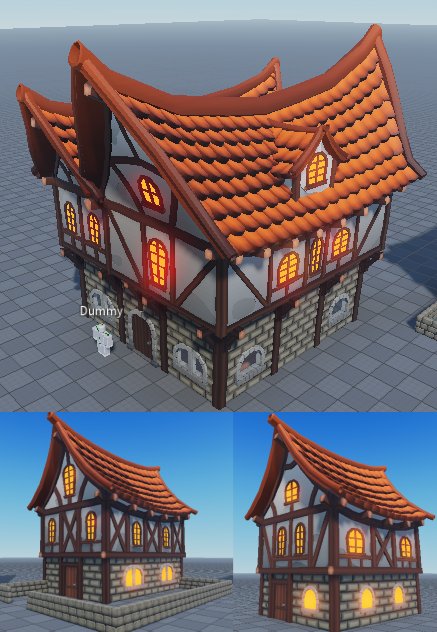 AwesomahTR's tweet photo. Cartoony medieval buildings I modeled on Blender! (imported to roblox studio for showcase purposes)

All these assets are for sale! Wanna get a copy of them? Hit me up and we can discuss a deal :)

#blender3d #lowpoly #gameassets #roblox #robloxdev #fiverrgigpromotion #medieval https://t.co/w93rbaXihn