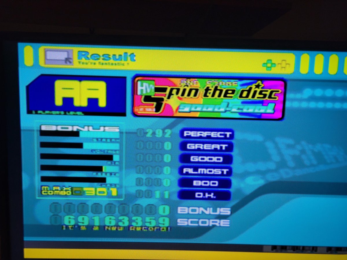 Seventh_Mix's tweet photo. Played #DDRMAX on #PS2. Picked up perfect full combos for a few songs. Also got #PFC on Spin the Disc, but it doesn't give the AAA mark. Found out there's a glitch in that song that doesn't register the last freeze arrow as an OK. https://t.co/NncxGwNK9V