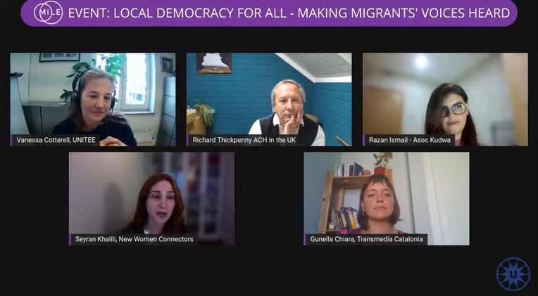 project_MILE's tweet photo. Thank you for joining us to our event “Local democracy for all: Making migrant’s voices heard”.
Stay up to date with our latest activities and sign up to #MILEproject newsletter 👉 https://t.co/EVOWZ1QDBY. https://t.co/Z7iQk7wHPv