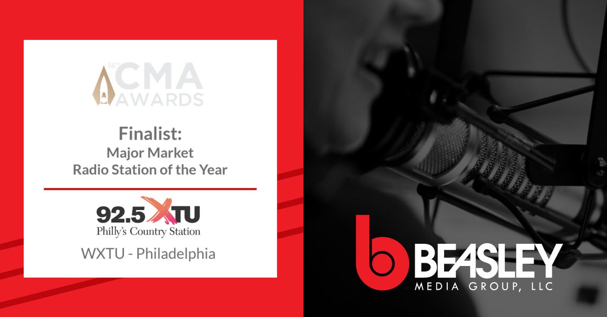 Beasley Media Group (@beasleymedia) on Twitter photo Congratulations to our team at 92.5 XTU on being nominated for a 2022 CMA Broadcast Award. #BeasleyBest Congratulations to our team at 92.5 XTU on being nominated for a 2022 CMA Broadcast Award. #BeasleyBest