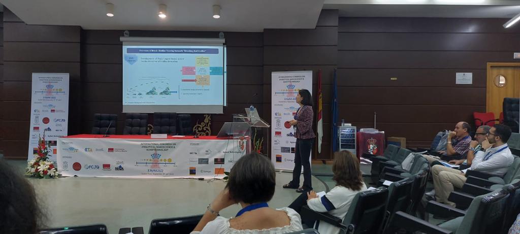 breakbiofilms's tweet photo. Our dear #breaker @bazsefidpar at the International Congress on Analytical Nanoscience and Nanotechnology #NyNA2022 presenting her work on detecting #biofilms ๐๐ฌ๐
#breakbiofilms #spreadthescience #MSCA #H2020 https://t.co/iTFpvm9bEb