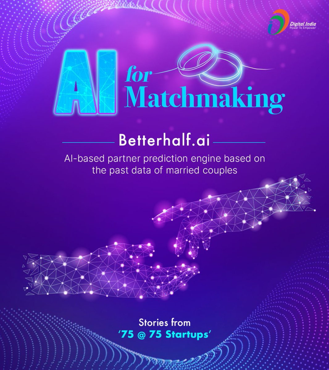 NeGD_GoI's tweet photo. #BetterhalfAI matches a person with his/her better half through compatibility scores; one can receive up to 10 matches each day and find the compatible one. Know more about the
@startup
@ https://t.co/qjaOntZJ5O
#healthcare #DigitalIndia
@IndiaAI
@Nasscom
@betterhalfai https://t.co/UEFLqGrlCG