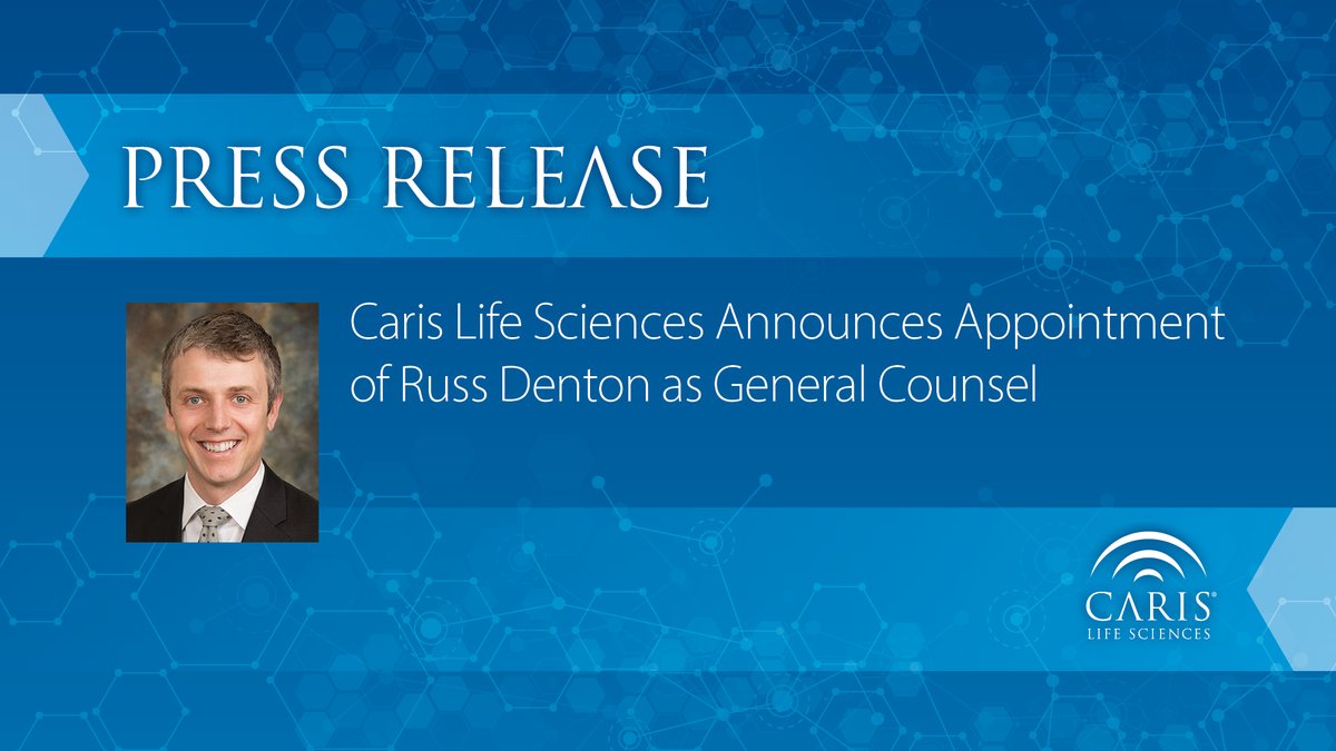 carisls's tweet photo. Caris welcomes Russ Denton as Senior Vice President, General Counsel and Secretary. He’ll lead legal and corporate governance efforts. Learn more: https://t.co/wnFEUl9oZO https://t.co/oSS4F0WDx7