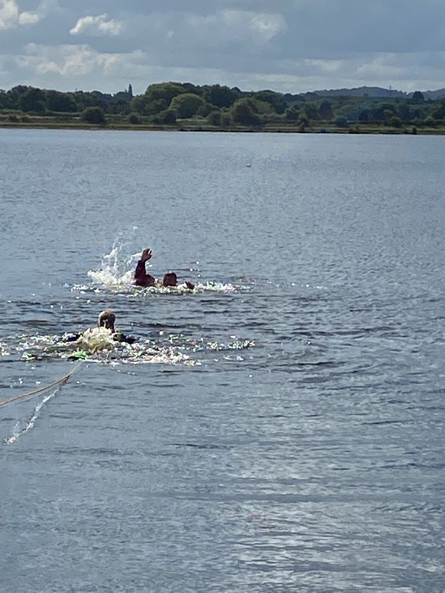 Nobster19's tweet photo. @WMFSHadenCross Red Watch -  Voluntary Rescue Swim at Bartley Green Reservoir. @sam_gwilt Half man/Half fish setting the standard!! https://t.co/lyGEDWafFb