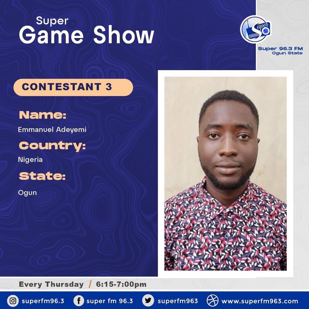 Superfm963's tweet photo. Lucky Contestants on Today's Edition of 𝗦𝗨𝗣𝗘𝗥 𝗚𝗔𝗠𝗘 𝗦𝗛𝗢𝗪 on @Superfm963 with @rarebird_arewa
Every Thursday
6:15-7PM
#game #money #supergameshow #Reels #radio #radioplugng #brodashaggi #BBNaija7 #reginaldaniel #fyp #Giveaway #freemoney @BalogunAyodeji6 @patoe_gallant https://t.co/2zhd7Racl1