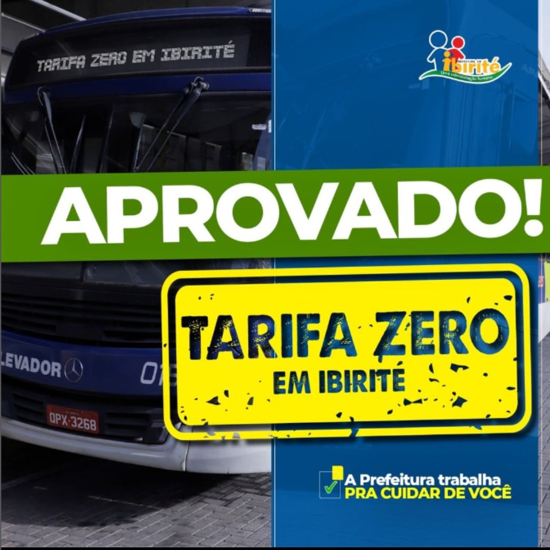 nossabh's tweet photo. "A Prefeitura de Ibirité, na Grande BH, aprovou, nesta segunda-feira (12), em segundo turno, o projeto de lei "Tarifa Zero", que torna gratuito o serviço de transporte público municipal."
#Ibirite
#TarifaZeroEmIbirite
#TarifaZeroNoTransportePublicoMunicipalDeIbirite https://t.co/tSUhRnrFL3