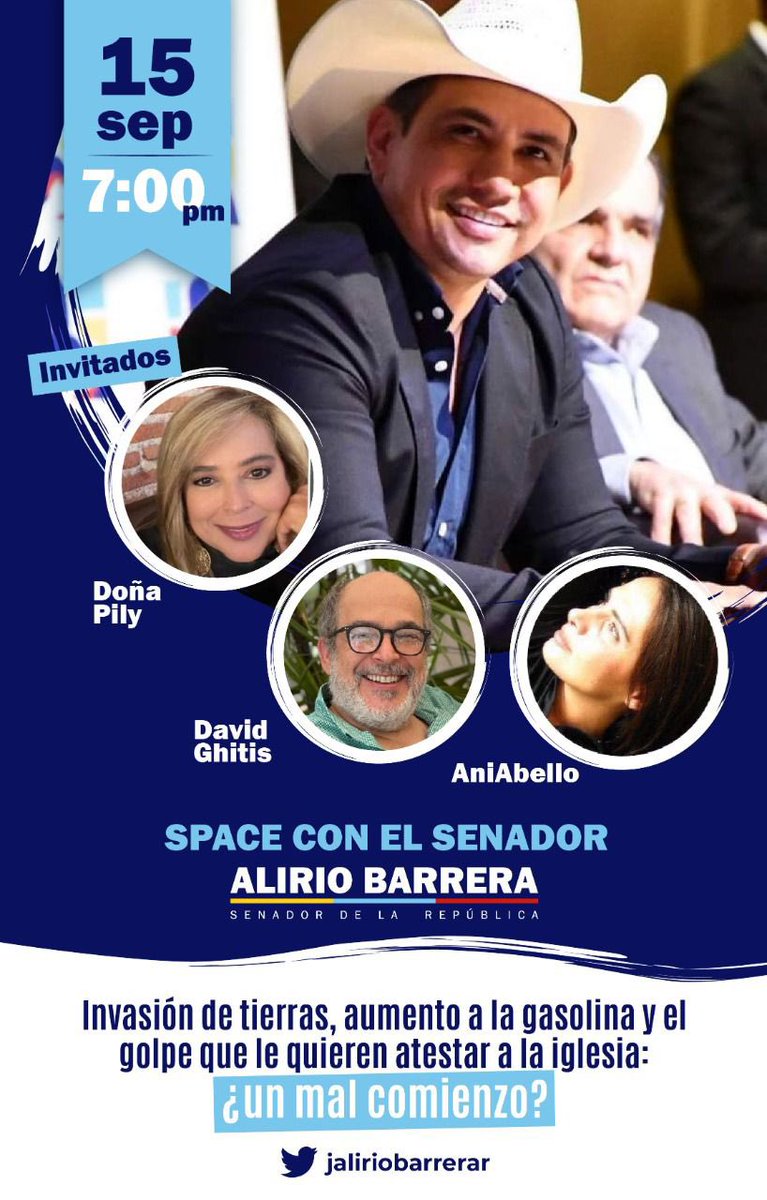 Invasión de tierras, aumento a la gasolina y el golpe que le quieren atestar a la iglesia: ¿un mal comienzo? De eso hablaremos hoy a las 7:00 pm  pariente con <a href="/ghitis/">David Ghitis</a> <a href="/dona_pily2/">DoñaPily</a> y 
<a href="/ANIABELLO_R/">Ani Abello</a> acompáñenos en este space