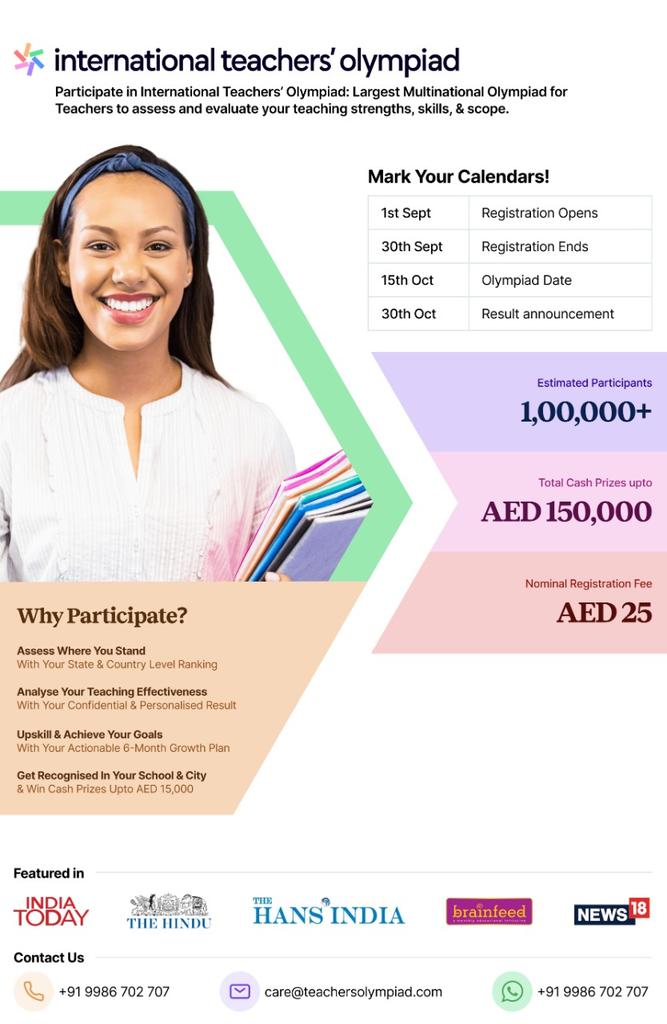 faten_abilmona's tweet photo. Are you a teacher? Did you get recognised for being so good?
International Teachers’ Olympiad, the latest by Suraasa, is a global initiative to provide such teachers a recognition.

Don’t forget to check out more here and then register: https://t.co/oDzCKTZZOo https://t.co/i4ZijM4Xlt