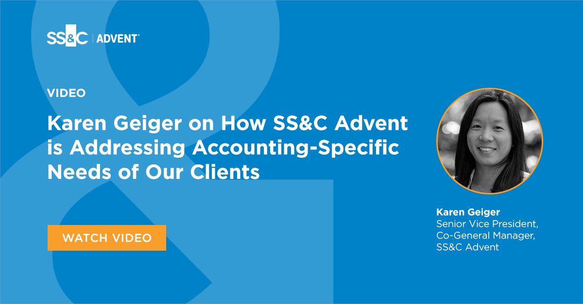 SSCAdvent's tweet photo. Karen Geiger, SVP and Co-General Manager, was asked how SS&amp;C Advent is responding to client accounting needs. Listen to her response here: https://t.co/kS092un7as #SSCAdvent #assetmanagement #Investmentmanagers #wealthmanagers https://t.co/wzu8lONA4V