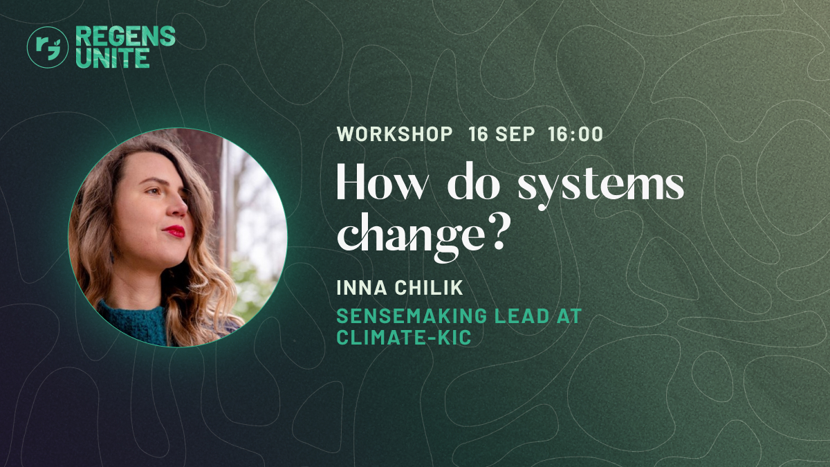 Innitium's tweet photo. Very excited to join @regensunite Berlin. Join my workshop on Friday September 16th at 16:00! We will collectively contemplate on leadership roles needed to support the shift from extractive to regenerative economies and decentralized communities of purpose. #systemschange https://t.co/EEV7V8ES4W