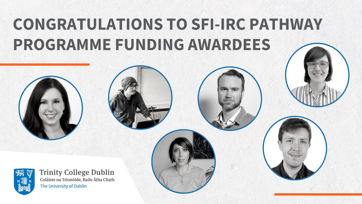 Congratulations to Trinity researchers who recently received Science Foundation Ireland – Irish Research Council (SFI-IRC) Pathway awards!

A great achievement and brilliant news for #TrinityResearch. Well done all 👏 

@TrinityResInnov