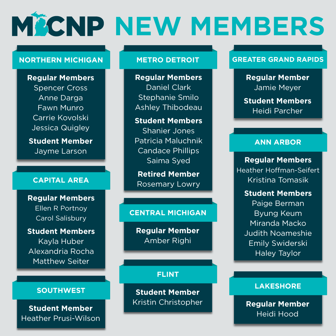 MichiganNPs's tweet photo. Please give a warm welcome to our newest MICNP members! https://t.co/NlIgeyAvPW