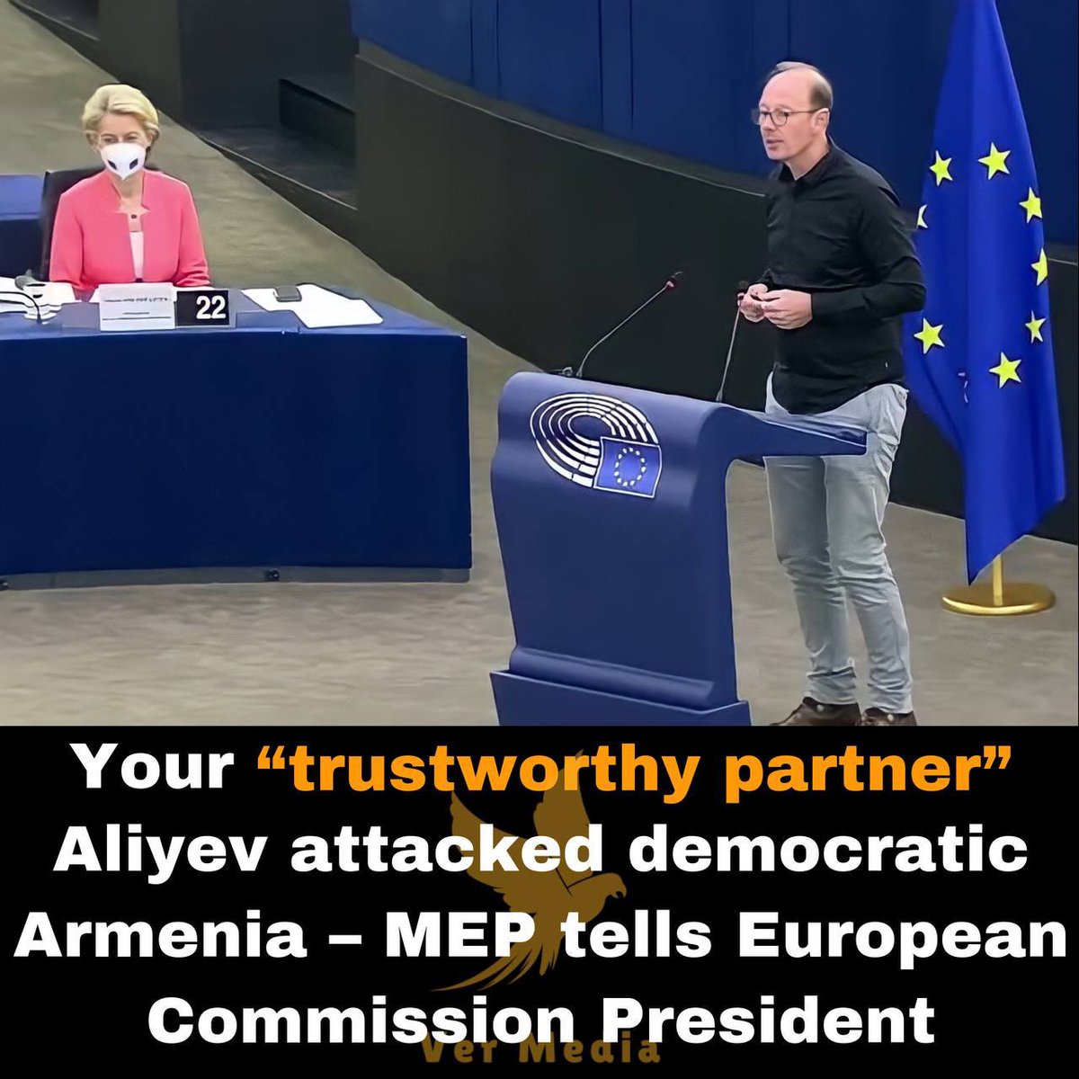 Member of the European Parliament from Germany Martin Sonneborn criticized the European Union for the cooperation with Aliyev, the leader of Azerbaijan that attacked Armenia.⬇️