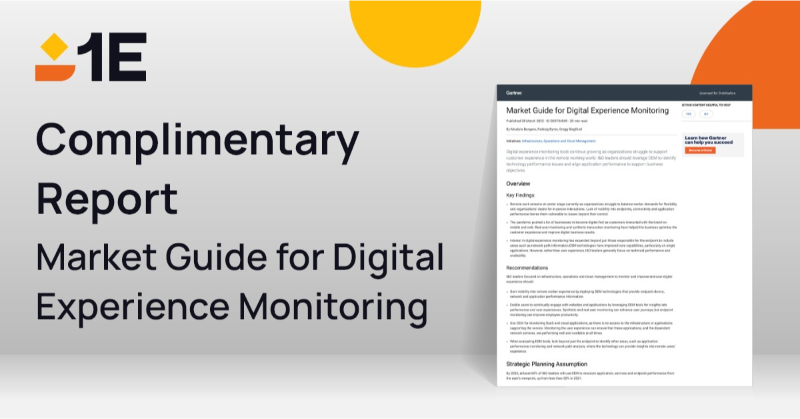 1E_global's tweet image. Gartner® Market Guide for Digital Experience Monitoring:

How does Digital Employee Experience (DEX) come into play within the concept of Digital Experience Monitoring (DEM)?

Read the full report here: tinyurl.com/3dvyv2u4