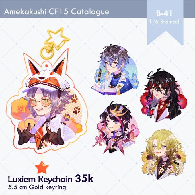 Hello! My catalogue for #comifuro15 is here!  Im also doing a GA. Like &amp; RT to get a voucher for my stuffs .  PO close 18 Sept. Link and more info below if you are interested #comifuro15catalog  #luxiem #Genshinimpact 