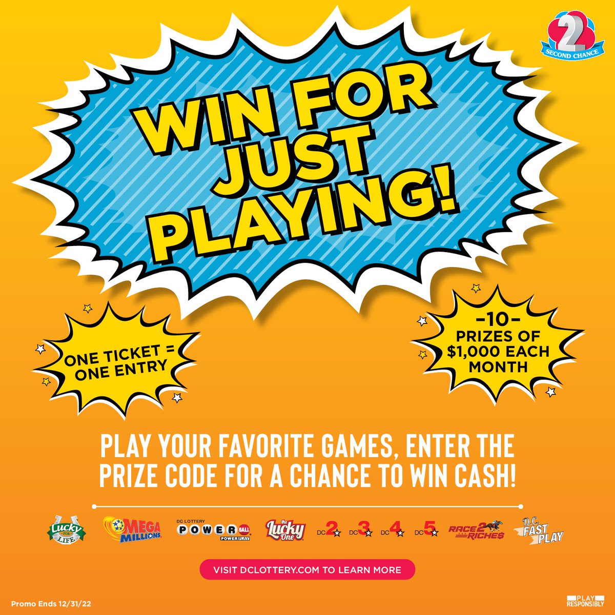 DCLottery's tweet photo. We've been awarding TEN players with $1,000 monthly!!! Enter our Win For Just Playing Second Chance contest and you could be a winner this month!!! #ItsFunToPlay #LotsOfPeopleWin https://t.co/zcpICJ7HJZ
