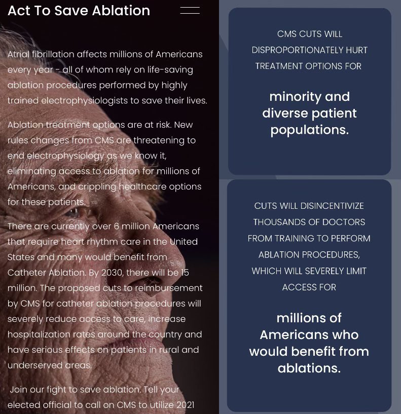 Dr. Devi G Nair (@drdevignair) on Twitter photo Please visit our newly launched advocacy platform to save the field of cardiac ablation. saveablation.org This will allow you to directly email all of your congressmen/congresswomen about the devastating CMS cuts that threaten to destroy EP! <a href="/HRSonline/">Heart Rhythm Society</a> <a href="/ep_advocacy/">EP Advocacy Foundation</a> #epeeps Please visit our newly launched advocacy platform to save the field of cardiac ablation. saveablation.org This will allow you to directly email all of your congressmen/congresswomen about the devastating CMS cuts that threaten to destroy EP! <a href="/HRSonline/">Heart Rhythm Society</a> <a href="/ep_advocacy/">EP Advocacy Foundation</a> #epeeps
