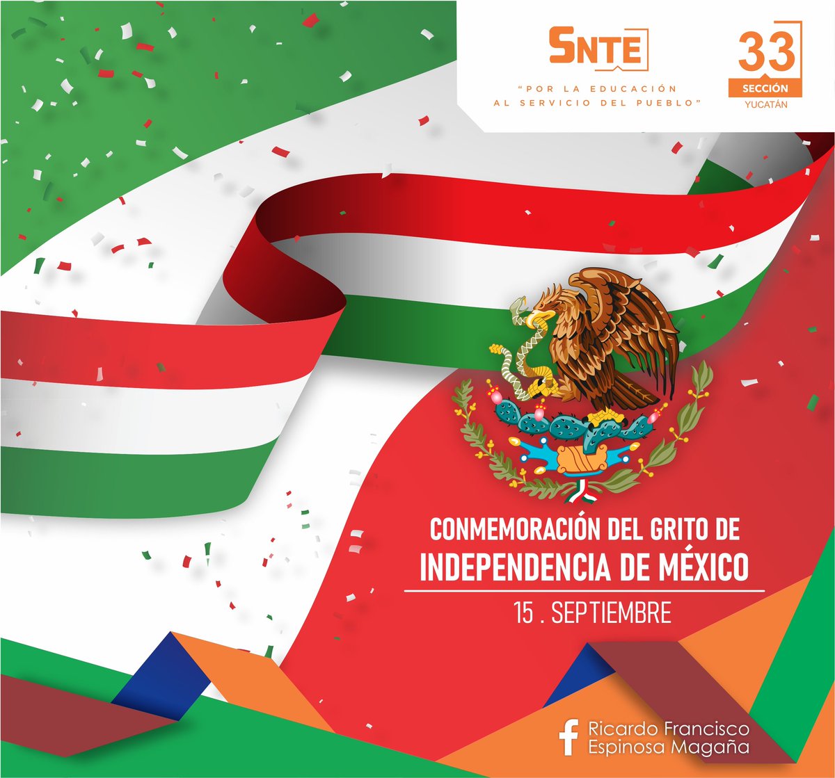 FranciscoSNTE's tweet photo. 🇲🇽 | 🎉 |  🟢⚪🔴 
☝️ Con el orgullo de ser #mexicanos 🙋 🙋‍♂️ hoy 15 de septiembre, conmemoremos juntos el 212 Aniversario de la #Independencia de #México 🇲🇽 🇲🇽 🇲🇽

#SNTEconMéxico🇲🇽
#TodosSomosUno✅
#Yucatán https://t.co/OyAlzolaBC