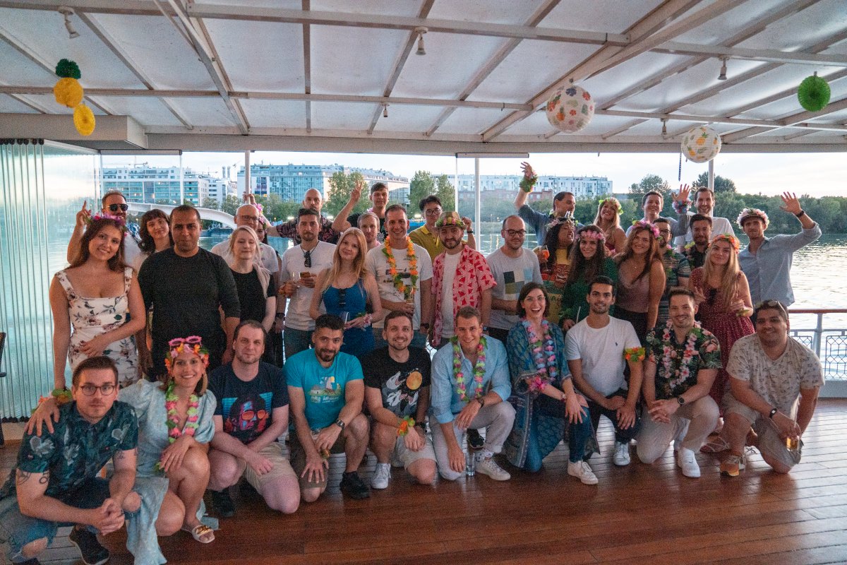 AiKaleido's tweet photo. We are not ready to accept that summer is over!! Here is another photo from our incredible August team event 🛳

#LifeatKaleido #BoatParty #SummerEvent #Danube #Vienna https://t.co/wwGOz6YTtR