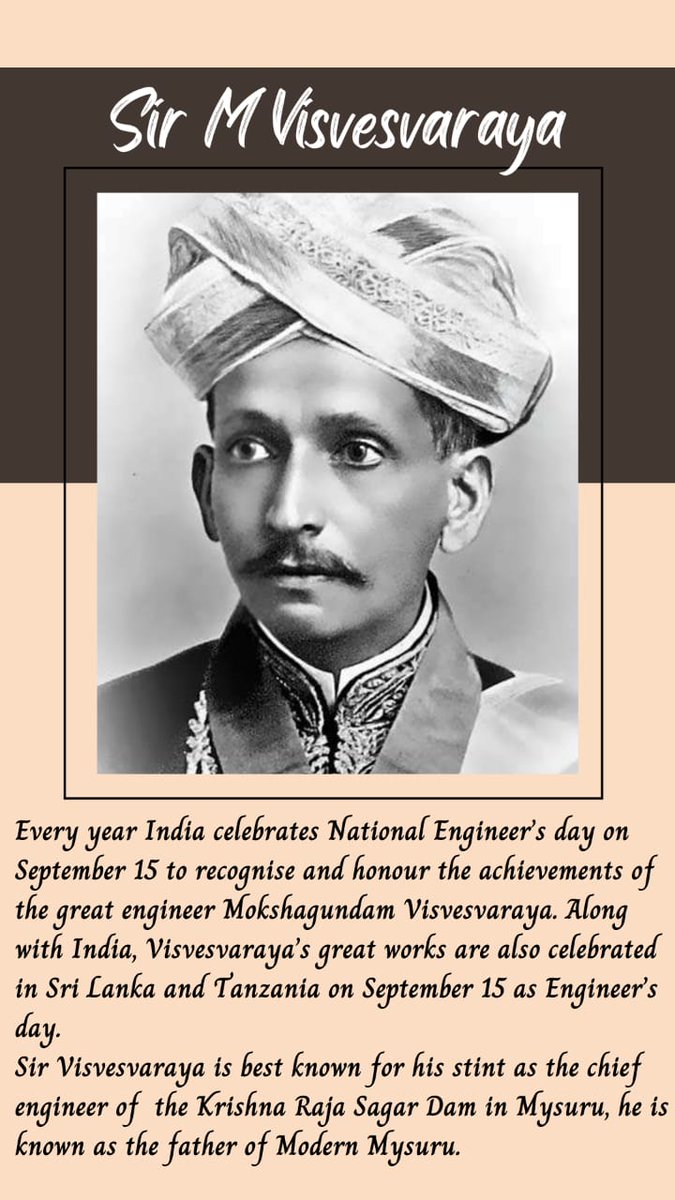 SpercBhu's tweet photo. From Sir M Visvesvaraya to Mr Satya Nadella, India has had exceptional talents when it comes to the field of engineering.
Sir MV was India’s first economist, statesman, dam builder, and civil engineer.
#HappyEngineersDay #sperc #bhu #engineer https://t.co/ZpGz0NeNDC