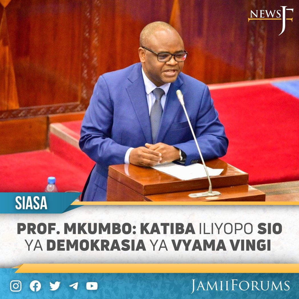 JamiiForums's tweet photo. Prof. Kitila Mkumbo amesema #Katiba ya sasa ni ya Chama kimoja, hali inayochangia kuwa na #Demokrasia dumavu na inayochelewesha Maendeleo 

Amesema mazingira ya sasa ni rahisi kutabiri CCM itashinda Uchaguzi wa Urais Mwaka 2025

Soma - https://t.co/5rRlJdn9Me

#JFSiasa #Democracy https://t.co/DXuaiateiu