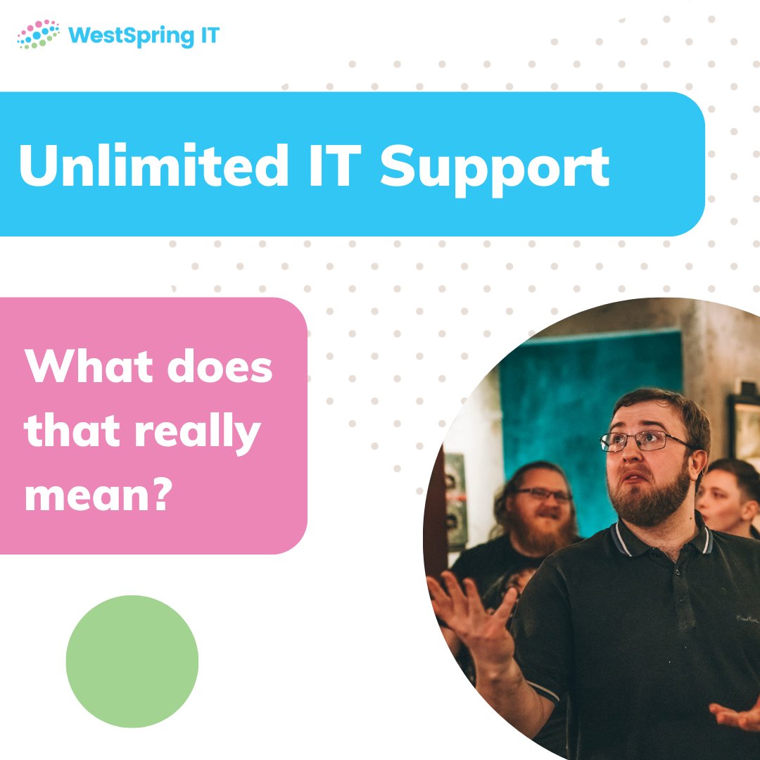 westspringit's tweet image. “𝘚𝘶𝘳𝘦𝘭𝘺 𝘶𝘯𝘭𝘪𝘮𝘪𝘵𝘦𝘥 𝘐𝘛 𝘴𝘶𝘱𝘱𝘰𝘳𝘵 𝘩𝘢𝘴 𝘢 𝘤𝘢𝘱?”

Nope. Our support is truly unlimited which allows us build great relationships and respond to issues quickly!

Looking to review your IT provider? Get in touch!

#UnlimitedITSupport